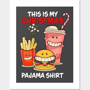 This Is My Christmas Pajama Shirt Happy Hour Family Matching Christmas Pajama Costume Gift Posters and Art